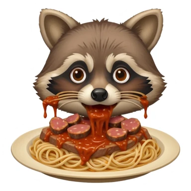 raccoon with SPAM meat and spaghetti slop sticker