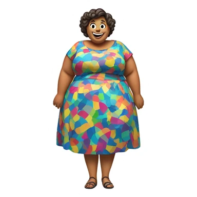 drunk obese woman wearing dress smiling sticker