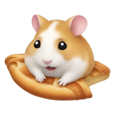 hamster eating a croissant on a trampoline sticker