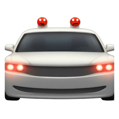 A cartoon car with angry eyes on the windshield and glowing red headlights. sticker