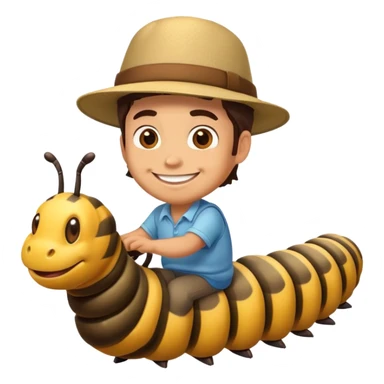 a man riding a caterpillar sticker