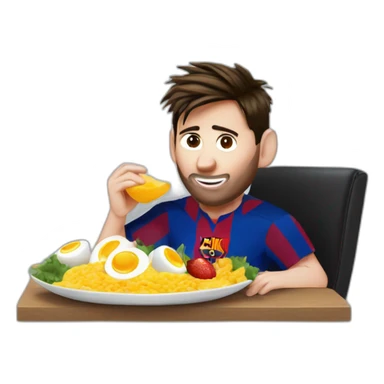 Messi FC Barcelona eating eggs sticker