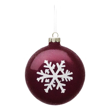 Burgundy Christmas ornament glitter with snowflake  sticker