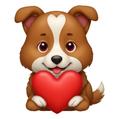 A dog holding a large heart in its mouth (modeled after the dog image attached) sticker