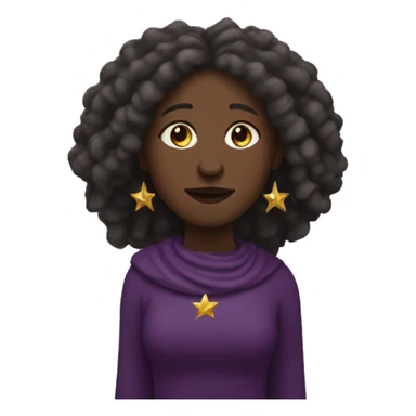 Afro indigenous woman with dread locks twnnwtwnttwnwnttqnt tmmynanagnwtnsttnantanta and dark skin, purple medieval dress holding a golden star. sticker