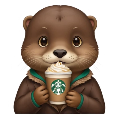 Otter drinking starbucks coffee sticker