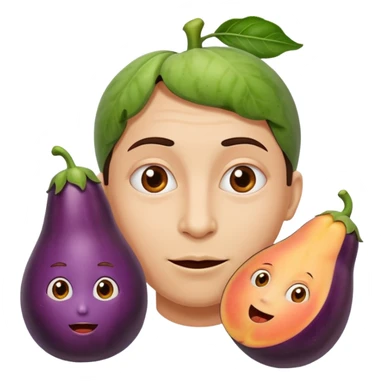 Weird emoji with eggplant and peaches sticker