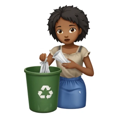 Black girl with ripped clothes eating out the trash can sticker