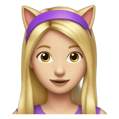 Long blond hair girl with purple cat ear Alice band sticker