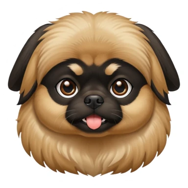 Black and tan Pekingese dog, with a black face and ears, tan snout, black nose, tan brows  sticker