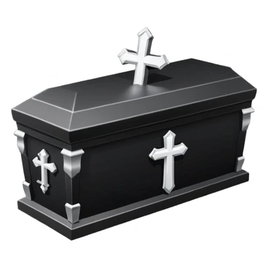 Gothic Victorian black coffin with a tiny white cross on it  sticker