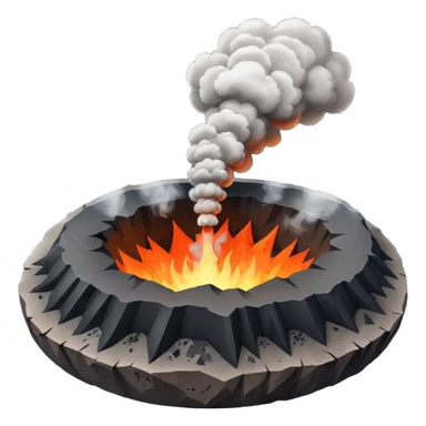A smoking crater releasing dark ash clouds. sticker
