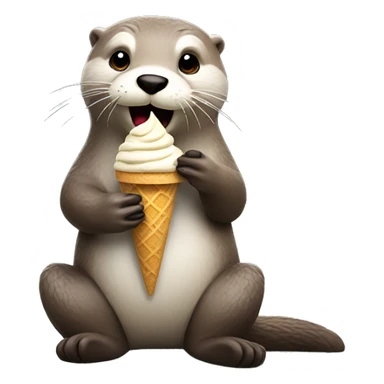 An otter eating ice cream sticker