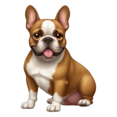 brown fat old french bulldog sticker