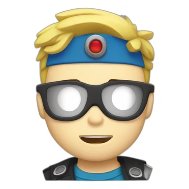 Emoji of Johnny Test (Cartoon Network) drinking a shot, emoji upper body sticker