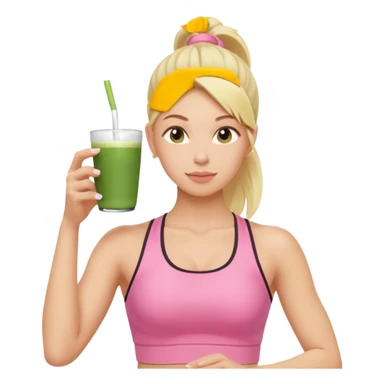 blonde pilates instructor in pink drinking matcha sticker