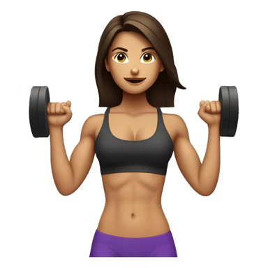 brunette girl with abs lifting weights sticker