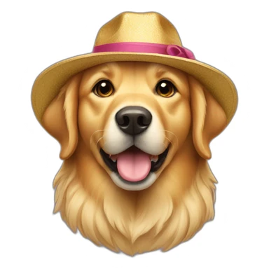 golden retriever dog wearing a Hatta on its head sticker