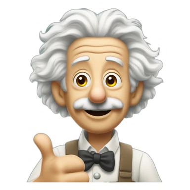 albert einstein with one thumbs up in Pixar style sticker