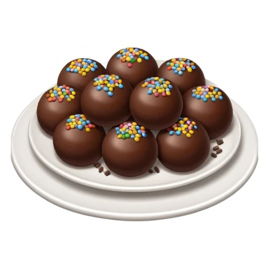 chocolate balls on plate with chocolate sprinkles sticker
