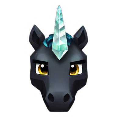 Minecraft Glitter Black Unicorn Head With Diamond Horn sticker
