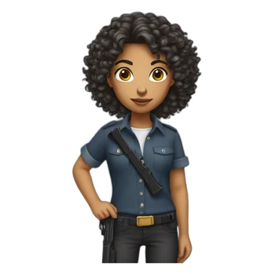 girl-with-gun-curly-hair sticker