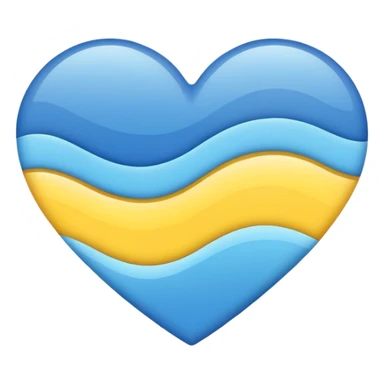 heart with wavy blend of blue and yellow tones, minimal and flat emoji style sticker