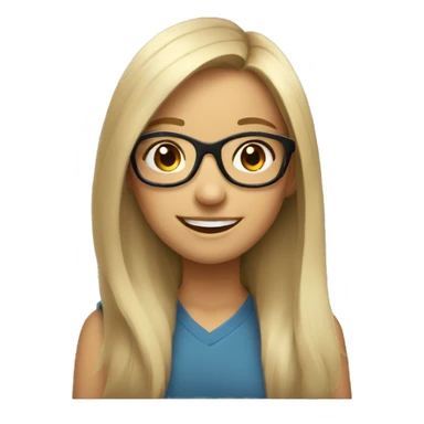smiling girl with glasses with longer hair  sticker