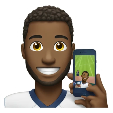 Sports star taking a selfie, holding a phone with a video playing of them on a field sticker