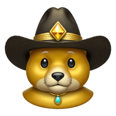 Oso dorado con sombrero elegante y moño negro triste animatronico sticker
