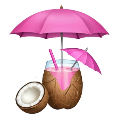 coconut drink with pink umbrella sticker