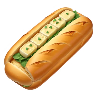 Garlic bread baguette with diagonal incisions sticker