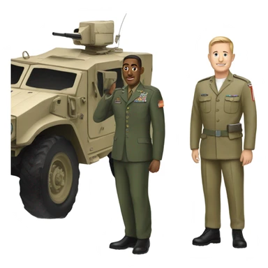 Military vehicle with a Lt Col standing nearby  sticker