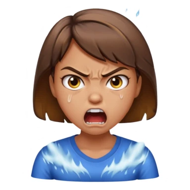 very angry and mad enraged fuming foaming at the mouth emoji really mad and sweating lots of detail girl  sticker
