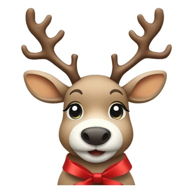 reindeer with red bow sticker
