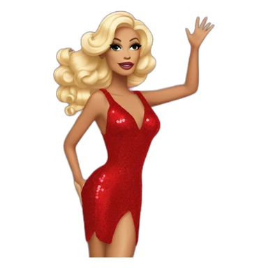 Rupaul’s drag race, drag queen, red sequin dress, holding right arm in the air sticker