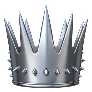 A spiked crown emoji made of silver chrome, sharp yet rounded metallic spikes, glossy reflections, aggressive luxury swag aesthetic, iOS emoji style, centered, clean white background sticker
