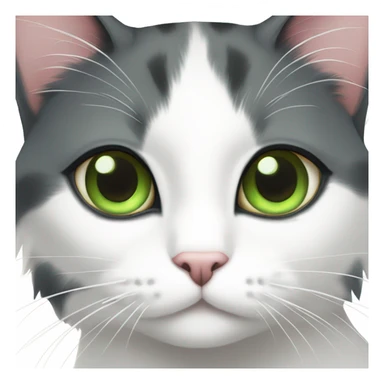 gray and white tuxedo cat with green eyes cuddling with long hair calico with green eyes sticker