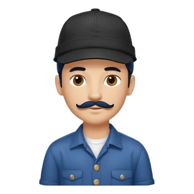 generate a pretty bratz boy wearing a dark blue cap and  button up shirt. Handsome

Mustache- black

hair black long sticker