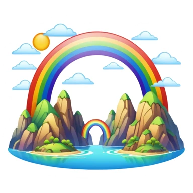 Rainbow Bridge – Arched rainbow connecting flying islands. sticker