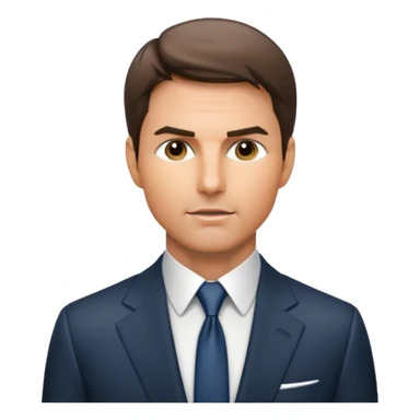 Illustrate Tom Cruise in a suit with sharp look & short hair. sticker