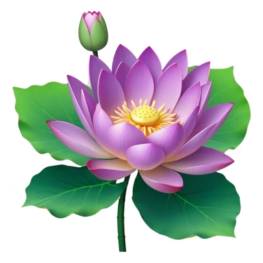 bouquet purple Nymphaea lotus,stem, Lotus leaf sticker