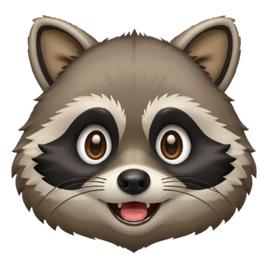 Create emojis from a picture with a raccoon's face. Different emotions, with the addition of paws sticker