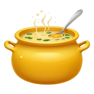 yellow pot with soup sticker