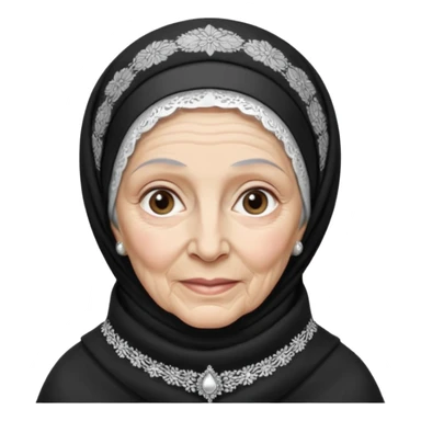 orthodox jewish woman with tichel kercheif circa. 1890 make into greyscale elderly sticker