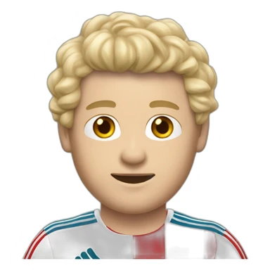 un mec qui s'appelle Simon qui est blond avec un maillot du Bayern sticker