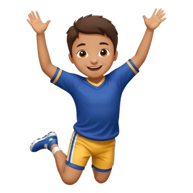 A small kid in an oversized jersey, jumping with excitement. sticker