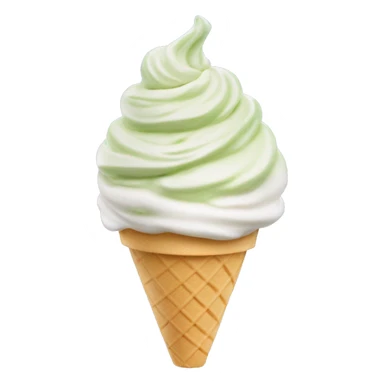 Vanilla matcha ice cream soft serve swirl in white ice cream cup sticker
