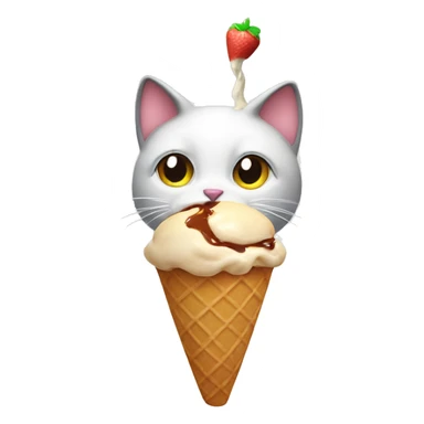 cat eating an ice cream cone  sticker