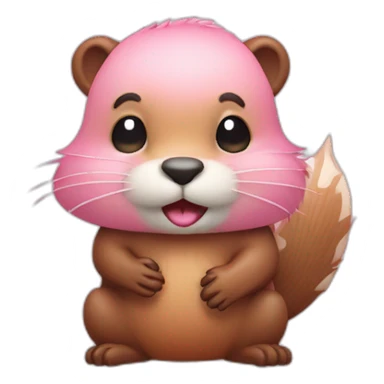light pink fur cute beaver with big tail smoke sticker
